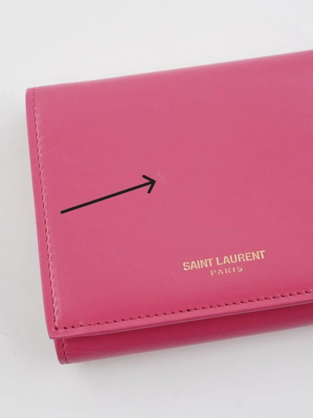 Saint Laurent Women's Trifold Wallet In Smooth Pink Leather With Gold Accents - Picture 12 of 15